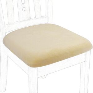 4Pcs Velvet Dinning Chair Seat Cover Slipcovers Cream White